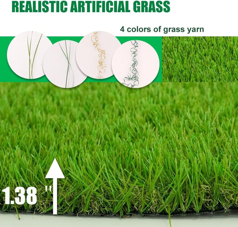 Boshuele 3FT x 10FT Artificial Turf 1.38inch Simulated Synthetic Fake Grass with Drainage Holes, Reusable Grass Urinal for Dogs, Backyard Lawn Rug Doormat Decorations, Custom - Image 2